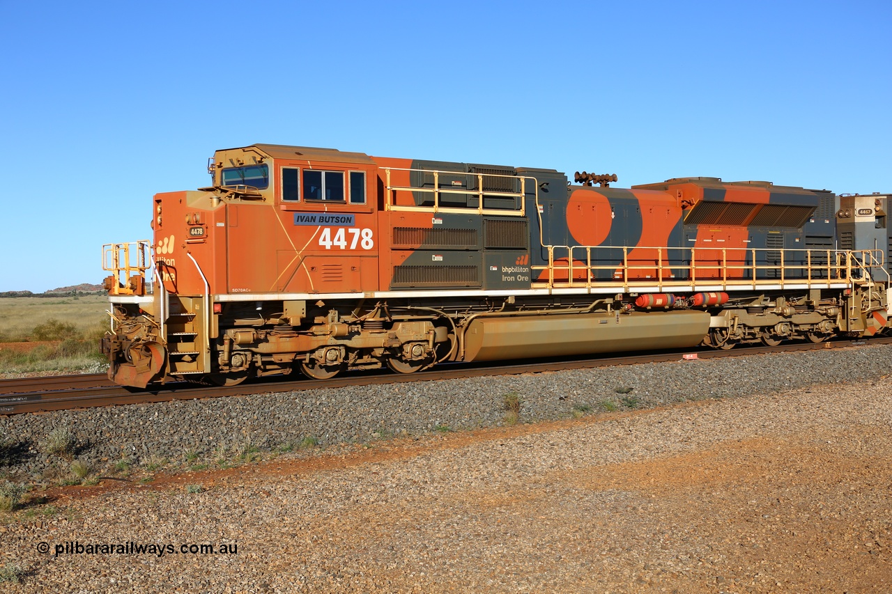 180615 1520
Walla Siding, another named Progress Rail built EMD SD70ACe model 4478 'Ivan Butson' serial 20148001-011. 15th June 2018.
Toad Montgomery photo.
Keywords: 4478;Progress-Rail-USA;EMD;SD70ACe;20148001-011;
