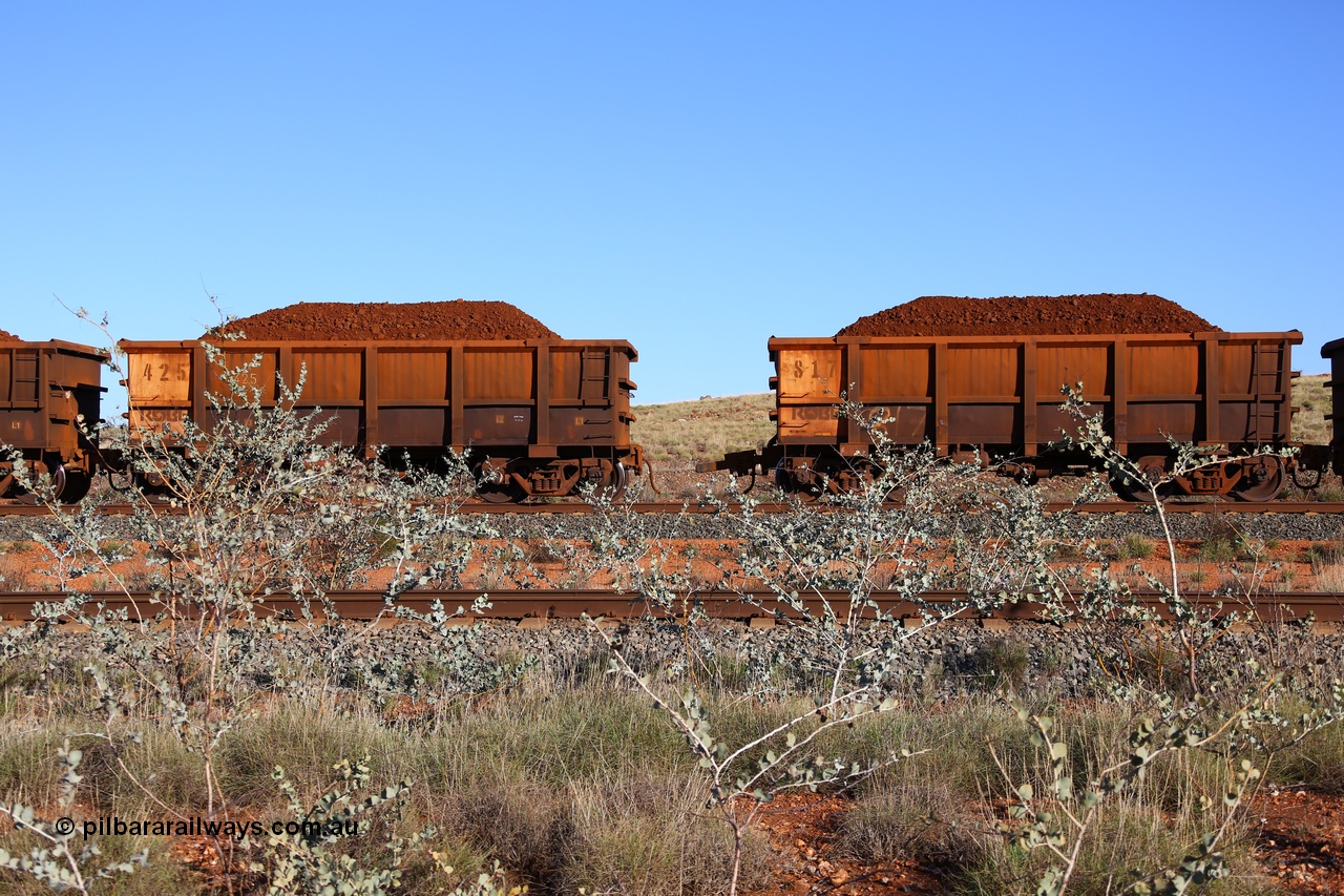 180616 1674
Cooya Pooya, located just south of the 32 km post, a loaded Mesa A train waggon 817, a Centurion Industries WA build, has managed to pull the coupler completely out of waggon 425 a Tomlinson Steel WA built waggon. 16th June 2018. [url=https://goo.gl/maps/dEMxLMGEknr]GeoData[/url].
Photo by Roland Depth.
Keywords: 817;Centurion-Industries-WA;J-series;