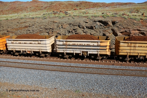 180616 1791
At the 81 km, loaded Bradken China built B series 'master' waggon 20238 with 'slave' waggon 25238, build date April 2013, leading and setup as an instrumented ore waggon, the solar panels are for charging the instrument batteries.
Keywords: 20238;25238;B-series;Bradken-China;Rio-ore-waggon;