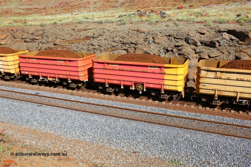 180616 1800
Emu Siding, a rare sight in the Pilbara, a Rio Tinto pink iron ore waggon pair to raise awareness for breast cancer. Chinese built Bradken B type waggon pair 20475 control and 25475 slave with a build date of July 2014, still holding colour pretty well in June 2018. [url=https://goo.gl/maps/94cuWUCXzLJ2]GeoData[/url].
Keywords: 20475;25475;B-series;Bradken-China;Rio-ore-waggon;
