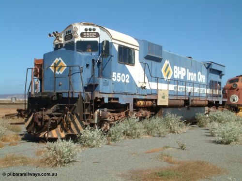 050109 092926
Pilbara Railways Historical Society, Australian built by Comeng NSW an MLW ALCo M636 unit formerly operated by Mt Newman Mining and BHP Iron Ore 5502 serial number C6096-7 built July 1976, retired in 1994 and donated to the Society in 1995. 9th October 2005.
Keywords: 5502;Comeng-NSW;MLW-ALCo;M636;C6096-7