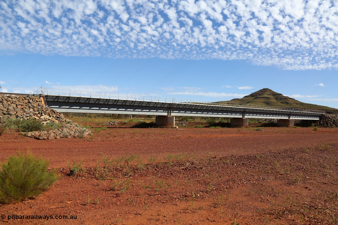 150507 8100
FMG Solomon Line, bridge over the Fortescue River South which drains out of Hamersley Gorge. Geodata: [url=https://goo.gl/maps/UZmg6c3WgpL2] -22.1842517 118.0346950 [/url].
