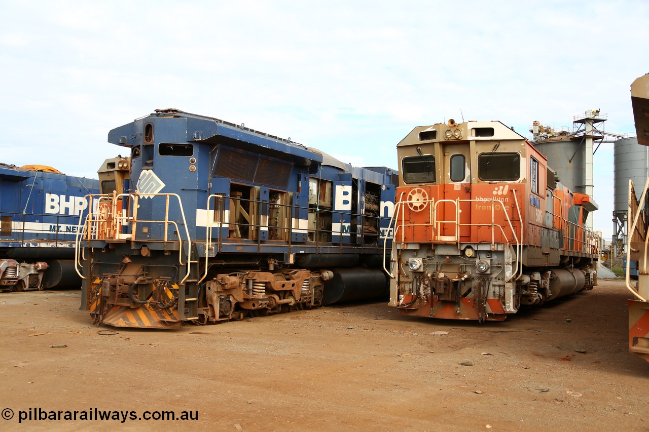 150522 8191
Wedgefield, Sims Metal yard, Goninan WA rebuild CM40-8M unit 5645 serial 8281-11/93-134 awaits the shears. Full details of this unit [url=http://www.pilbararailways.com.au/bhp/loco/bhpb-roster.php] can be seen here [/url].
Keywords: 5645;Goninan;GE;CM40-8M;8281-11/92-134;rebuild;AE-Goodwin;ALCo;M636C;5475;G6047-7;