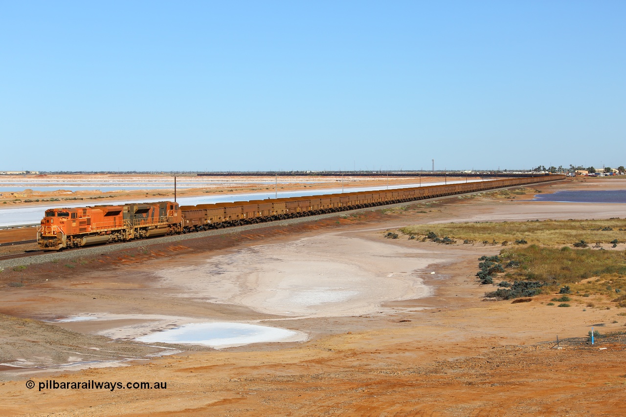 170726 9424
Redbank on the edge of Nelson Point, a loaded BHP iron ore train from Yandi arrives on the west mainline behind Electro Motive built SD70ACe unit 4331 'Withnell' serial 20066862-060 leading an SD70ACe/LC with another two SD70ACe/LC units in the middle of the 264 waggon consist. 26th July 2017.
Keywords: 4331;Electro-Motive-London-Ontario;EMD;SD70ACe;20066862-060;