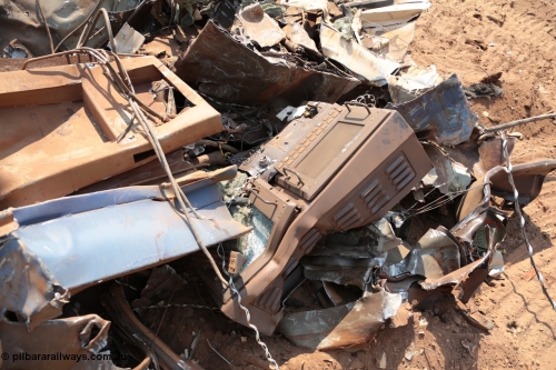 141027 5888
Wedgefield, Sell and Parker's metal recycling yard, view of the multi-function display panels from GE AC6000 unit 6071.
Keywords: 6071;GE;AC6000;51063;