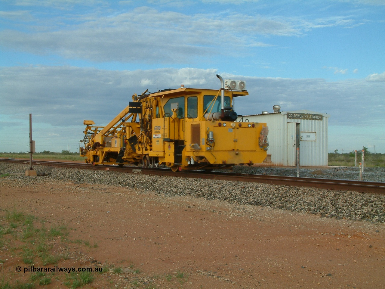 040407 072720
Goldsworthy Junction, Barclay Mowlem track tamper a Fairmont Jackson model 6700 tamper serial 153172, 7th April 2004.
Keywords: Jackson;6700;153172;track-machine;