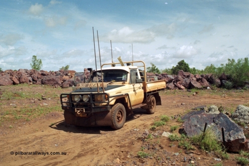 218-04
De Grey River, Toyota Land Cruiser Toy Titan, 1994 HJ75 series tray back.
