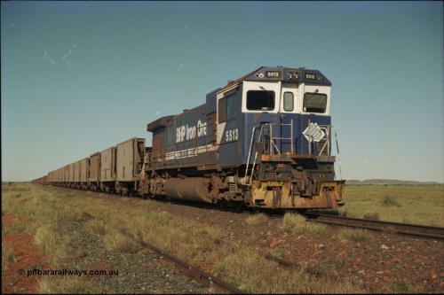 221-05
Hardie Siding, with the days of C36-7M operations numbered, Goninan rebuild 5513 serial 88-078 / 4839-02 from ALCo C636 5453 holds the mainline with a loaded train bound for Finucane Island.
Keywords: 5513;Goninan;GE;C36-7M;4839-02/88-078;rebuild;AE-Goodwin;ALCo;C636;5453;G6012-2;