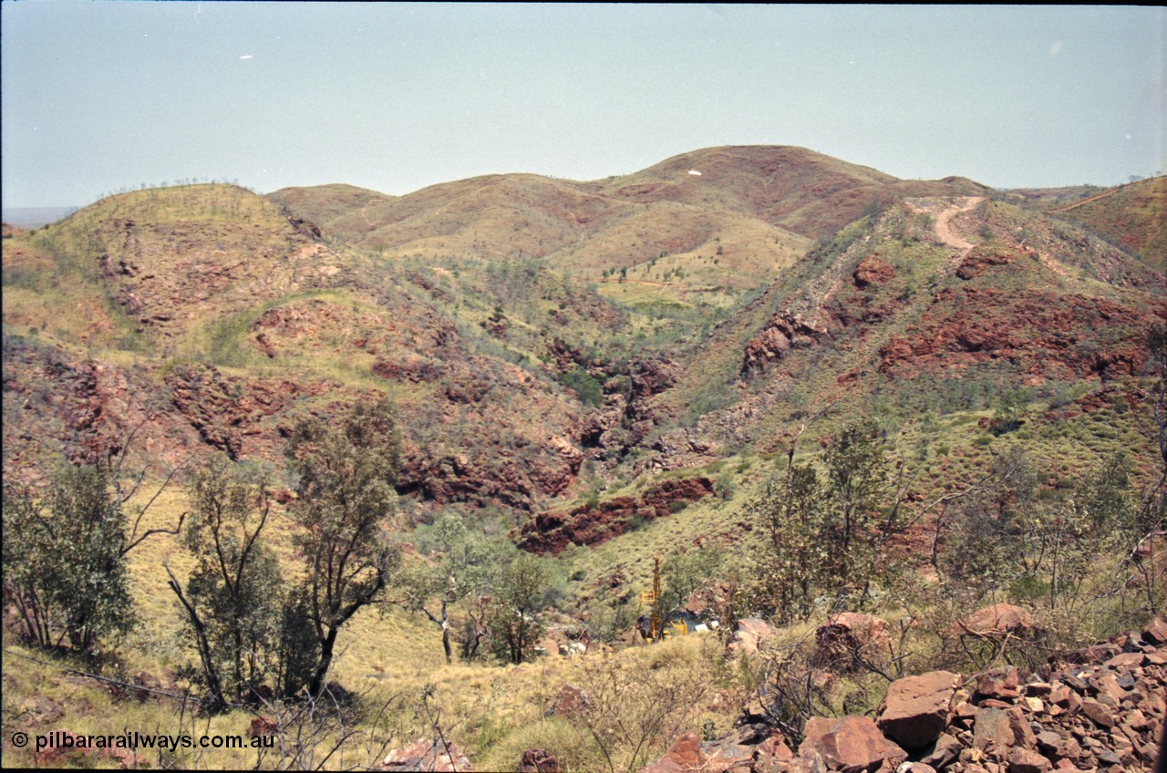 222-13
Sulphur Springs base metal area, exploration drill rig drilling, this dates from 2000-01 when Sipa Resources had the lease. Location is only approximate [url=https://goo.gl/maps/qGKeA4JH27p]GeoData[/url].
