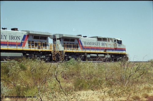 222-20
Somewhere on the original single line section between Gull and Rosella Hamersley Iron 7071 serial 47750 a General Electric Dash 9-44CW built by GE at Erie.
Keywords: 7071;GE;Dash-9-44CW;47750;