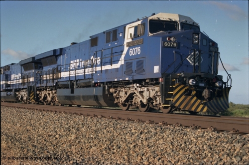 224-16
Bing siding, 6076 'Mt Goldsworthy' serial 51068 a General Electric AC6000 built by GE at Erie awaits the road to depart south. [url=https://goo.gl/maps/KQrczNpVhAH2]GeoData[/url].
Keywords: 6076;GE;AC6000CW;51068;