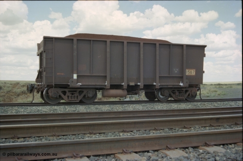 226-37
Shaw siding back track, 219 km, a defected waggon has been cut off a loaded Yandi train, waggon 1567 is a Comeng WA build from a batch of 288 built in 1974. [url=https://goo.gl/maps/JLjSYskHScU2]GeoData[/url].
Keywords: 1567;Comeng-WA;BHP-ore-waggon;
