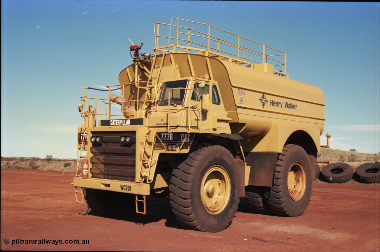 228-09
Yandi Two mobile machine parking bay, a new water cart for Henry Walker, operator of the BHP owned mine, WC201 is based on a Caterpillar 777B truck chassis.
Keywords: WC201;water-cart;Caterpillar;777B;