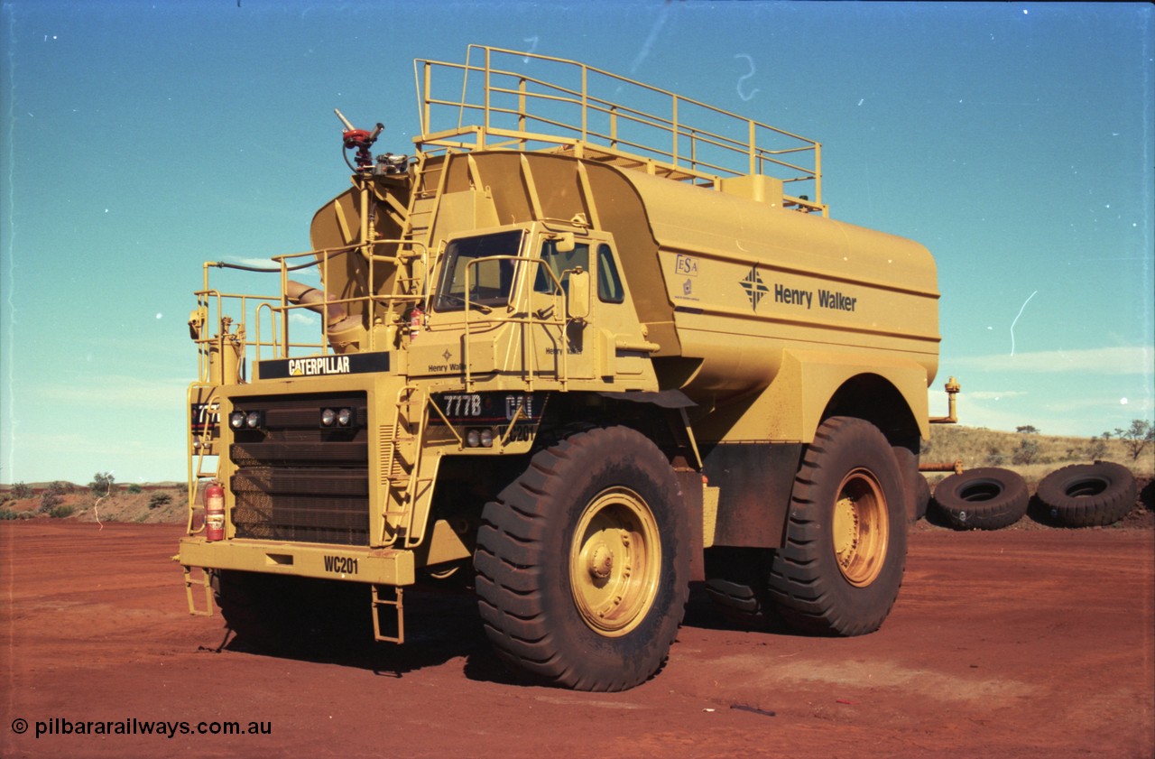 228-10
Yandi Two mobile machine parking bay, a new water cart for Henry Walker, operator of the BHP owned mine, WC201 is based on a Caterpillar 777B truck chassis.
Keywords: WC201;water-cart;Caterpillar;777B;