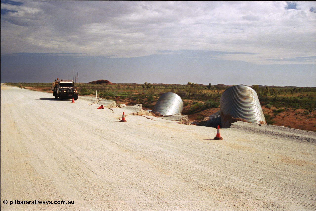 237-04
Water damaged culverts located on the upper reaches of the Edgina Creek, near the Woodstock South location on the BHP Newman line. [url=https://goo.gl/maps/kRVDYtxmRC42] Geo Data [/url].
