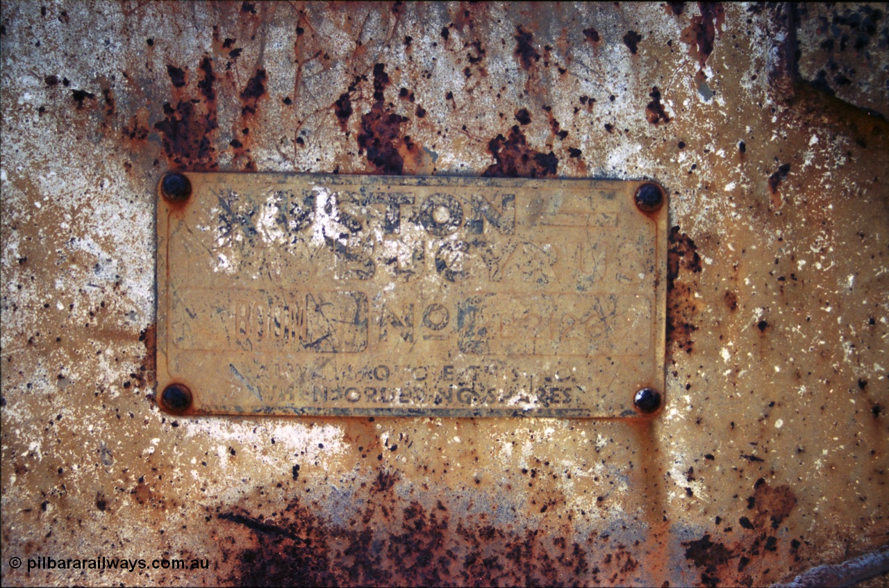 237-15
Just south of Pilga and the old Cooglegong Mine is this rusting hulk of a Ruston Bucyrus shovel, possibly an RB10, serial RB21269. [url=https://goo.gl/maps/PbrNeNDRYVP2] Geodata [/url].
