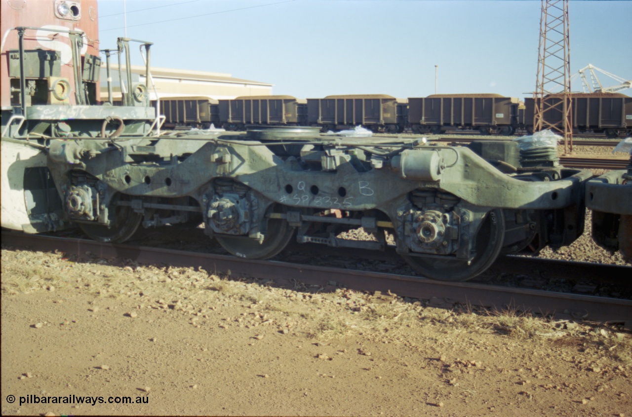 238-12
Nelson Point, traction bogie or truck off ex-SP SD40T-2 loco 8335. [url=https://goo.gl/maps/UFGwv3NGTgx] Geodata [/url].
Keywords: SP8335;EMD;SD40T-2;786175-9;