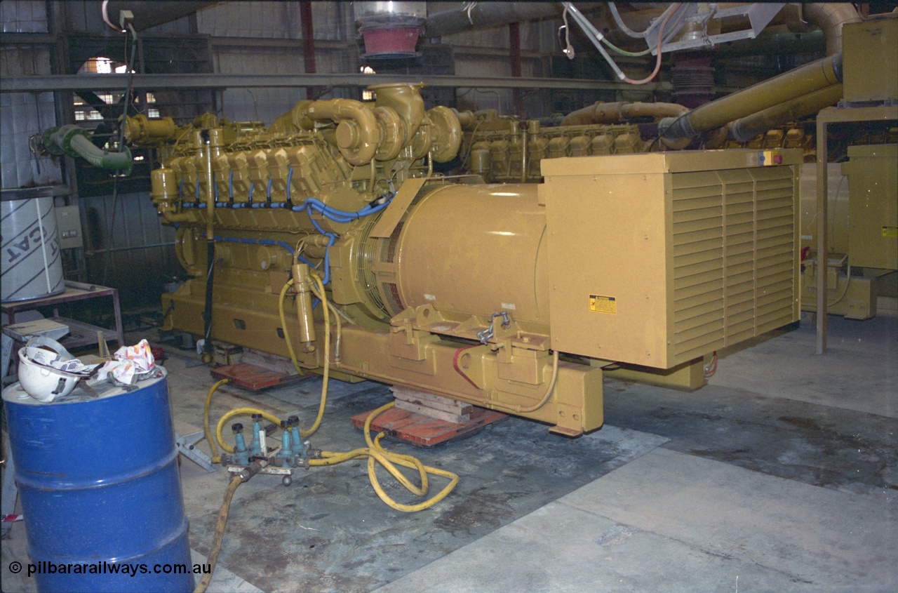 239-00
View inside the diesel power station located at Yandi One of a freshly overhauled Caterpillar 3516 engine and Kato alternator. Genset no. 1. [url=https://goo.gl/maps/Vj93nhEZgdQ2]GeoData[/url].
