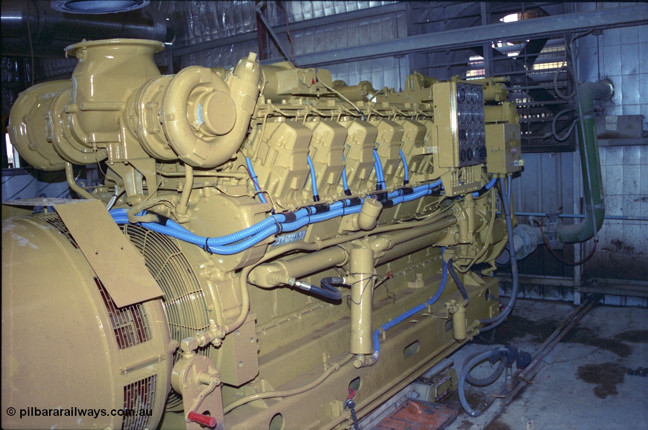 239-02
View inside the diesel power station located at Yandi One of a freshly overhauled Caterpillar 3516 engine and Kato alternator. Genset no 1. [url=https://goo.gl/maps/Vj93nhEZgdQ2]GeoData[/url].
