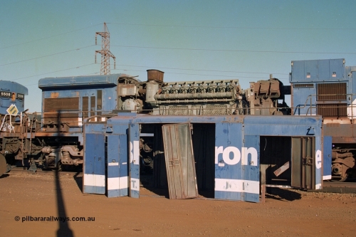 242-04
Nelson Point, BHP Goninan GE rebuild C36-7M unit 5509 serial 4839-05 / 87-074 about to be trucked to United Goninan Perth for eventual cutting down to the frame and heading to United Goninan Broadmeadow NSW as an engine test bed. May 2002.
Keywords: 5509;Goninan;GE;C36-7M;4839-05/87-074;rebuild;AE-Goodwin;ALCo;C636;5452;G6012-1;