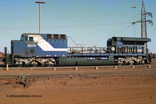 242-12
Nelson Point, Loco Overhaul Shop, General Electric built AC6000 locomotive 6076 'Mt Goldsworthy' serial 51068 with engine and alternator removed. May 2002.
Keywords: 6076;GE;AC6000CW;51068;