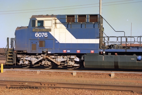 242-14
Nelson Point, Loco Overhaul Shop, General Electric built AC6000 locomotive 6076 'Mt Goldsworthy' serial 51068 with engine and alternator removed. May 2002.
Keywords: 6076;GE;AC6000CW;51068;