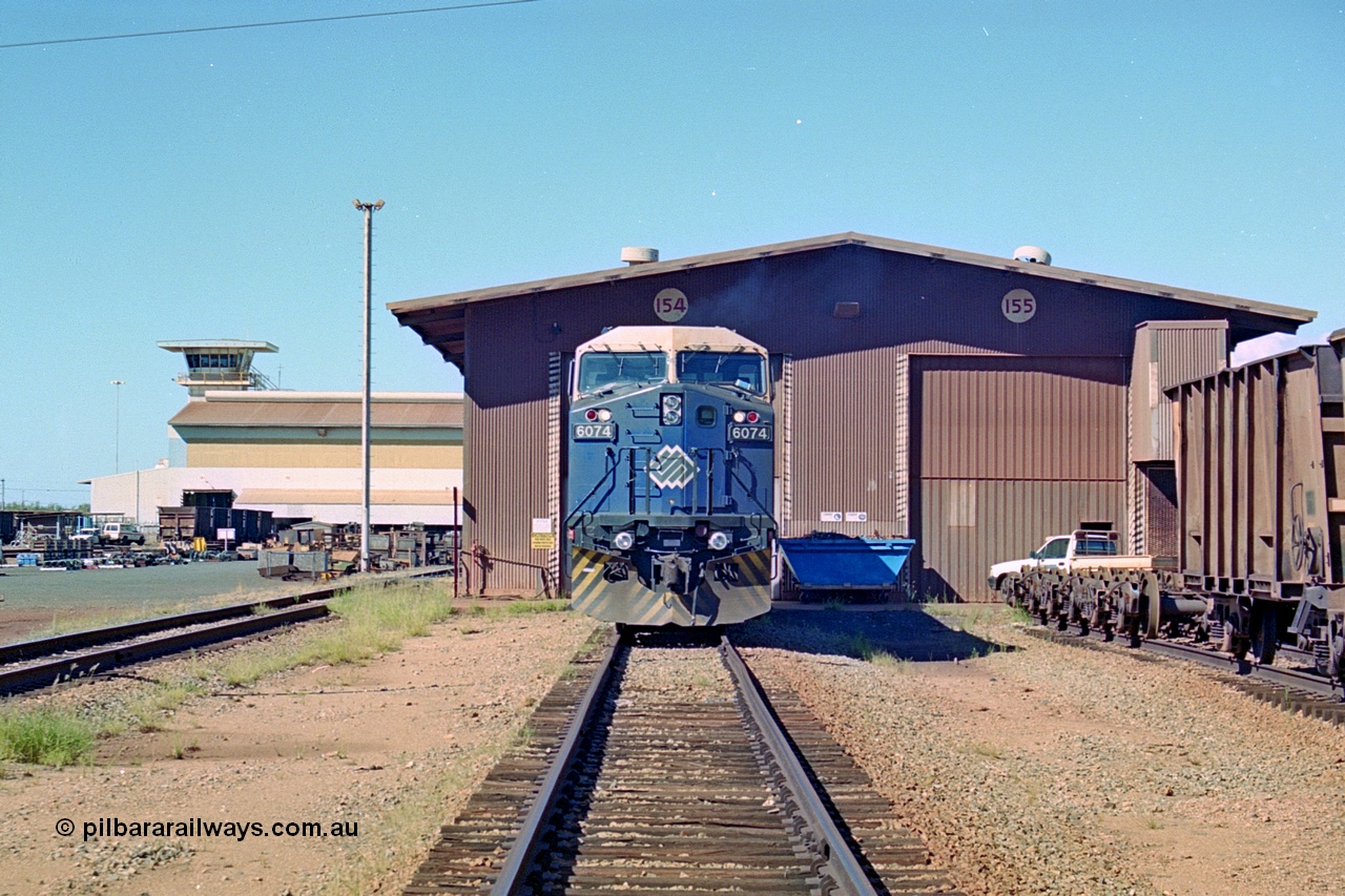 251-17
Nelson Point wheel lathe, BHP's General Electric built AC6000 model 6074 serial 51066 idles away outside the shop. 22nd April 2000.
Keywords: 6074;GE;AC6000;51066;