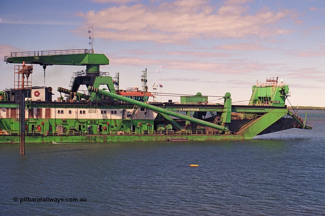 253-09
Port Hedland harbour sees the suction / cutter dredge Vlaanderen XI with IMO #7712080. The Vlaanderen XI was originally built in 1978 by IHC Dredgers with yard number 1108 and originally named New Amsterdam, named the Vlaanderen XI in 1986, renamed again in 2007 to Kaveri and again to Huta 15 in 2014.
