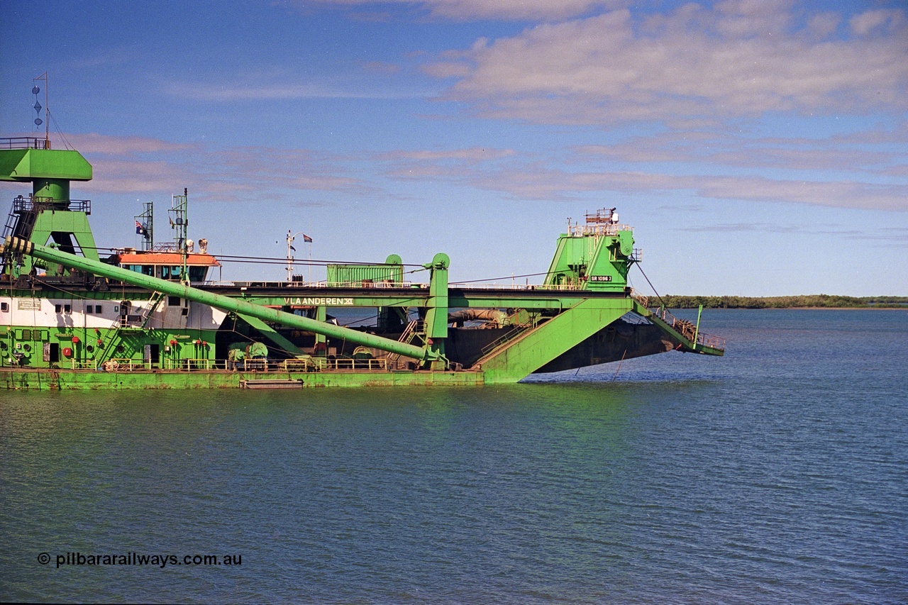 253-14
Port Hedland harbour sees the suction / cutter dredge Vlaanderen XI with IMO #7712080. The Vlaanderen XI was originally built in 1978 by IHC Dredgers with yard number 1108 and originally named New Amsterdam, named the Vlaanderen XI in 1986, renamed again in 2007 to Kaveri and again to Huta 15 in 2014.
