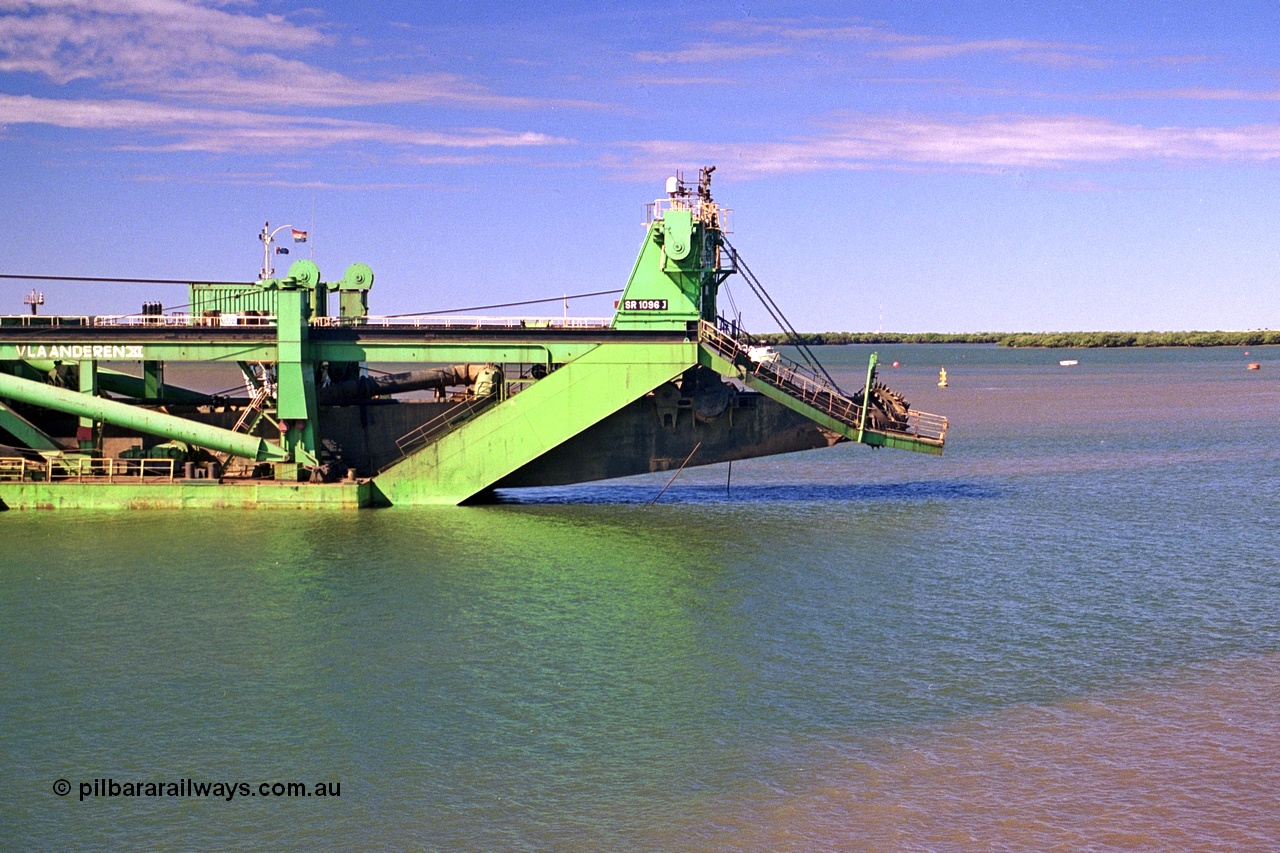 253-17
Port Hedland harbour sees the suction / cutter dredge Vlaanderen XI with IMO #7712080. The Vlaanderen XI was originally built in 1978 by IHC Dredgers with yard number 1108 and originally named New Amsterdam, named the Vlaanderen XI in 1986, renamed again in 2007 to Kaveri and again to Huta 15 in 2014.
