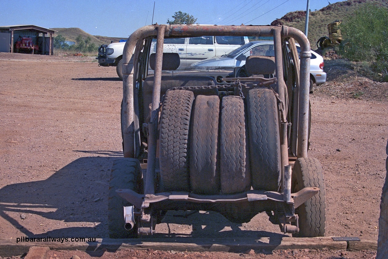 254-03
Wodgina mine site, bull buggy from a cut down 60 series Toyota Landcruiser from Wallareenya Station.
