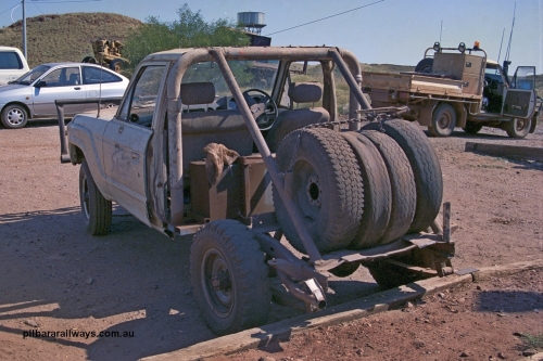254-04
Wodgina mine site, bull buggy from a cut down 60 series Toyota Landcruiser from Wallareenya Station.
