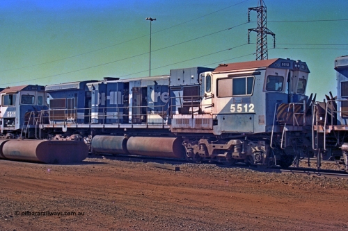 258-03
Nelson Point, Goninan GE rebuild C36-7M unit 5512 serial 4839-01 / 88-077 is in the process of being removed from site bound for Asset Kinetics in Maddington, Perth. May 2002.
Keywords: 5512;Goninan;GE;C36-7M;4839-01/88-077;rebuild'AE-Goodwin;ALCo;C636;5465;G6041-1;