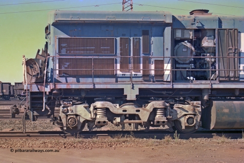 258-07
Nelson Point, Goninan GE rebuild C36-7M unit 5512 serial 4839-08 / 87-076 is in the process of being removed from site bound for Asset Kinetics in Maddington, Perth. May 2002.
Keywords: 5511;Goninan;GE;C36-7M;4839-08/87-076;rebuild;AE-Goodwin;ALCo;C636;5463;G6035-4;