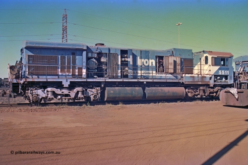 258-08
Nelson Point, Goninan GE rebuild C36-7M unit 5512 serial 4839-08 / 87-076 is in the process of being removed from site bound for Asset Kinetics in Maddington, Perth. May 2002.
Keywords: 5511;Goninan;GE;C36-7M;4839-08/87-076;rebuild;AE-Goodwin;ALCo;C636;5463;G6035-4;