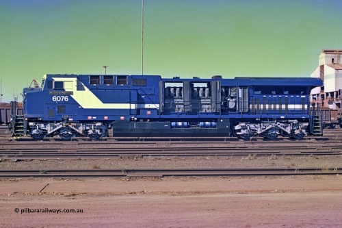 258-29
Nelson Point, Loco Overhaul Shop, General Electric built AC6000 locomotive 6076 'Mt Goldsworthy' serial 51068. Early May 2002.
Keywords: 6076;GE;AC6000;51068;