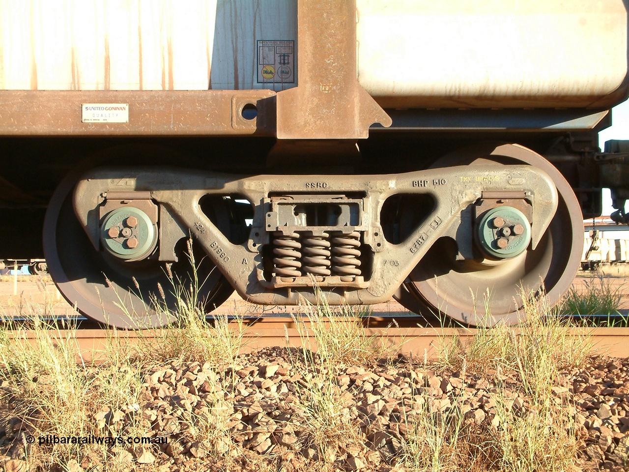 040413 165855
Nelson Point, ore waggon bogie, Bradken cast SSRC bogie which stands for Super Service Ride Control.
