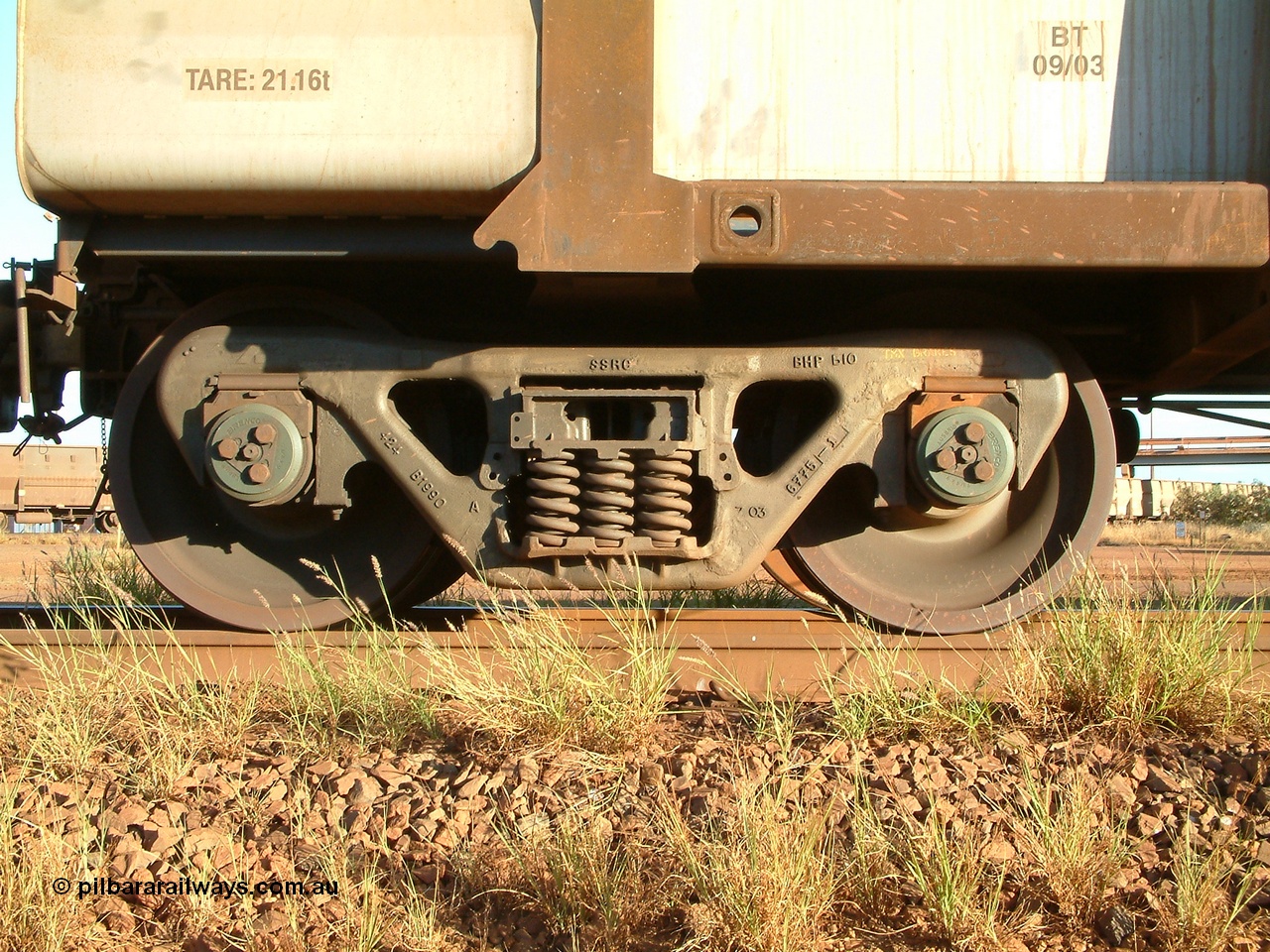 040413 165913
Nelson Point, ore waggon bogie, Bradken cast SSRC bogie which stands for Super Service Ride Control.
