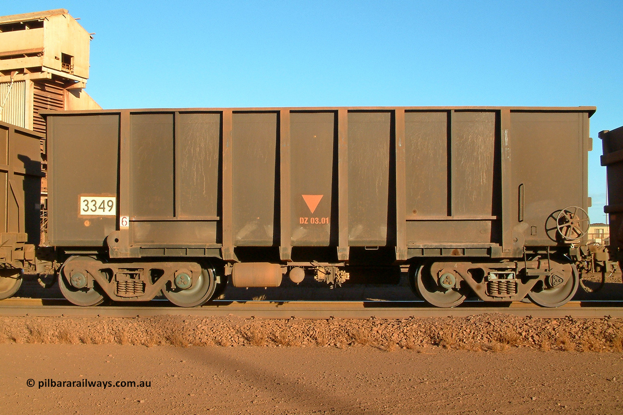 3349 Astra Vagoane 040815 165420
Nelson Point, empty BHP ore waggon 3349 is one of three hundred and fifty waggons built during 1988 by Astra Vagoane of Arad in Romania for Lang Hancock as part of a 'waggons for iron ore arrangement' with the then Romanian government, however only seventy-five found their way into service with BHP. August 15, 2004.
Keywords: 3349;Astra-Vagoane-Arad-Romania;BHP-ore-waggon;