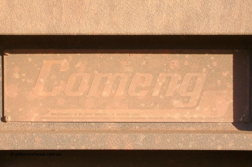 2513 Comeng 040815 170044
BHP Iron Ore waggon 2513 builders plate, a Comeng WA build from the third batch built in 1970. August 15, 2004.
Keywords: 2513;Comeng-WA;BHP-ore-waggon;