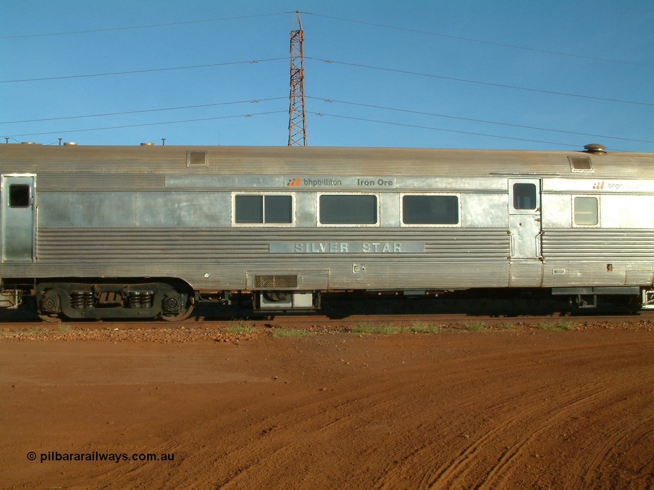 040616 162248
Nelson Point, the Sundowner coach, originally built by E. G. Budd in 1939 numbered 301 as the Silver Star as a diner-parlour-observation coach on the Chicago, Burlington and Quincy Railroad's General Pershing Zephyr train from the 1930s and 1940s. Donated to Mt Newman Mining Co. by AMAX an original joint venture partner to commemorate the projects first 100 million tonnes of iron ore railed between Mount Whaleback mine and the Port Hedland port.
Keywords: Silver-Star;EG-Budd;Sundowner;General-Pershing-Zephyr;301;