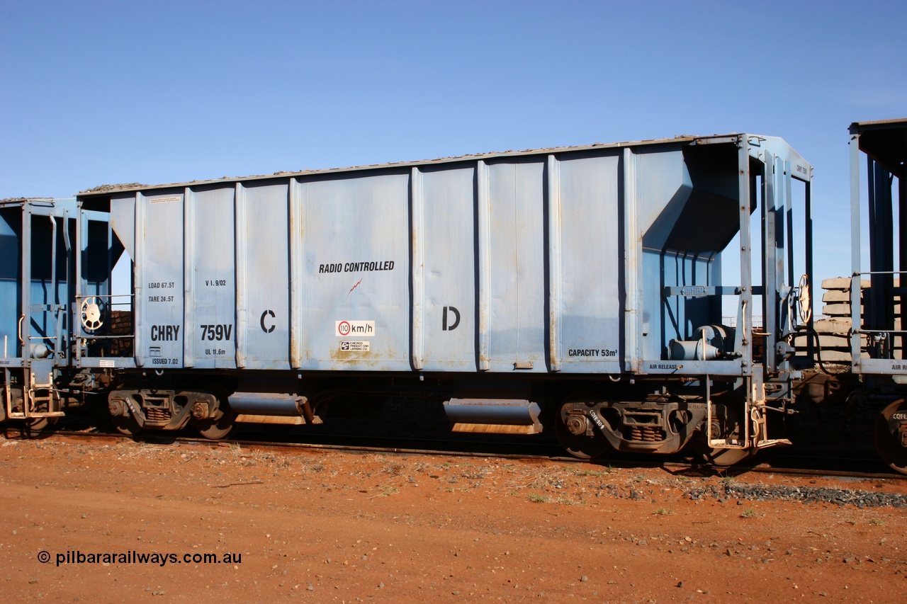 050518 2108
Flash Butt yard, CFCLA hire ballast waggon CHRY type CHRY 759.
Keywords: CHRY-type;CHRY759;CFCLA;CRDX-type;BHP-ballast-waggon;