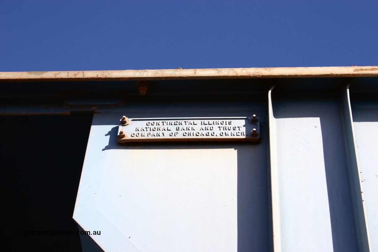 050518 2126
Flash Butt yard, CFCLA hire ballast waggon CHRY type CHRY 756, shows ownership plaque.
Keywords: CHRY-type;CHRY756;CFCLA;CRDX-type;BHP-ballast-waggon;