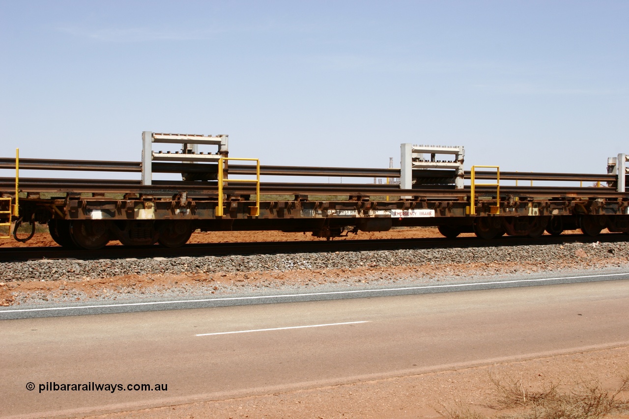 051001 5698
Boodarie, the Steel Train or rail recovery and transport train, flat waggon #18, 6012, a Scotts of Ipswich Qld built flat waggon from September 1970.
Keywords: Scotts-Qld;BHP-rail-train;