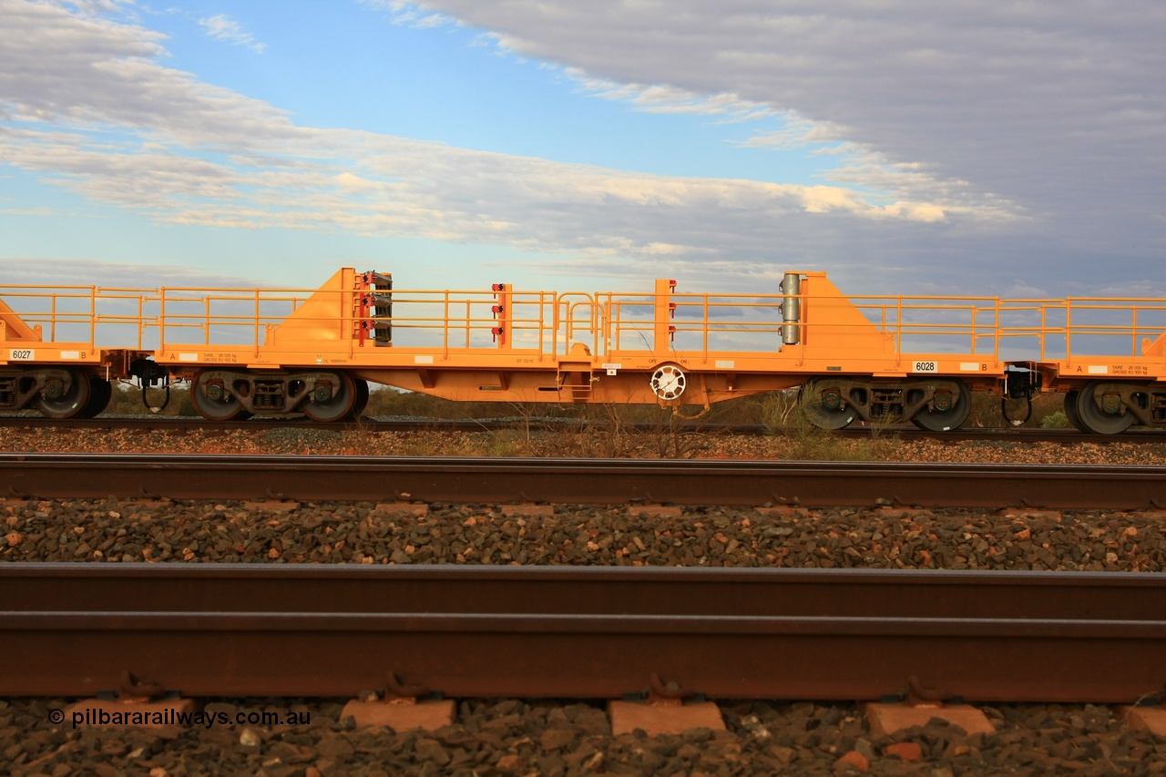 100717 0660
Flash Butt yard, new rail stock carrier waggon 6028, built by Gemco Rail in late 2009-10 with Barber bogies.
Keywords: Gemco-Rail-WA;BHP-rail-train;