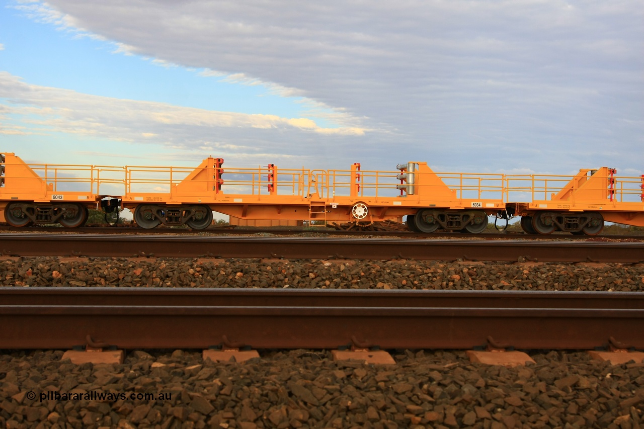 100717 0674
Flash Butt yard, new rail stock carrier waggon 6034, built by Gemco Rail in late 2009-10 with Barber bogies.
Keywords: Gemco-Rail-WA;BHP-rail-train;