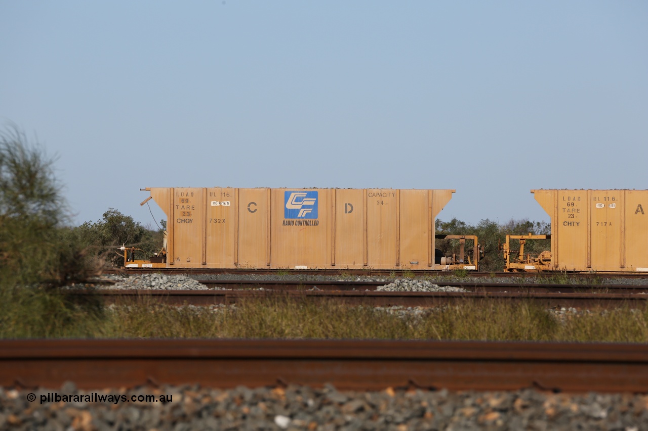 130720 1562
Flash Butt yard, CFCLA ballast waggon CHQY class CHQY 732, former US-Canadian CRDX class.
Keywords: CFCLA;BHP-ballast-waggon;CRDX-type;CHQY-type;CHQY732;