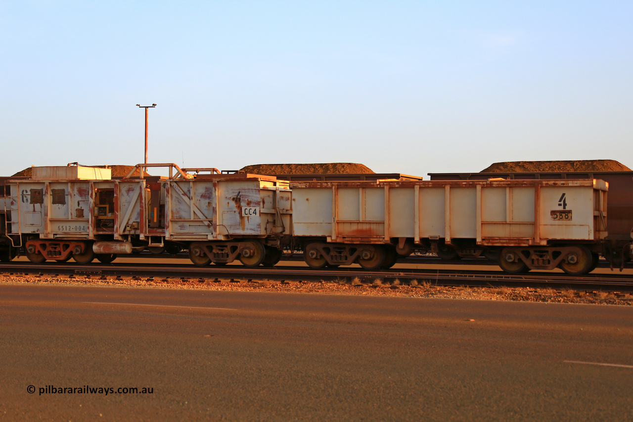CC4 Mt Newman Mining Workshops 231231 2770
Compressor waggon set No. 4, made up of a ballast waggon 588 and compressor waggon 674, both converted from original Magor built 91 ton ore waggons.
Keywords: Magor-USA;BHP-compressor-set;