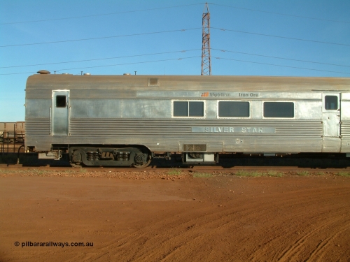 Sundowner EG Budd USA 040616 162244
Nelson Point, the Sundowner coach, originally built by E. G. Budd in 1939 numbered 301 as the Silver Star as a diner-parlour-observation coach on the Chicago, Burlington and Quincy Railroad's General Pershing Zephyr train from the 1930s and 1940s. Donated to Mt Newman Mining Co. by AMAX an original joint venture partner to commemorate the projects first 100 million tonnes of iron ore railed between Mount Whaleback mine and the Port Hedland port.
Keywords: Silver-Star;EG-Budd;Sundowner;General-Pershing-Zephyr;301;