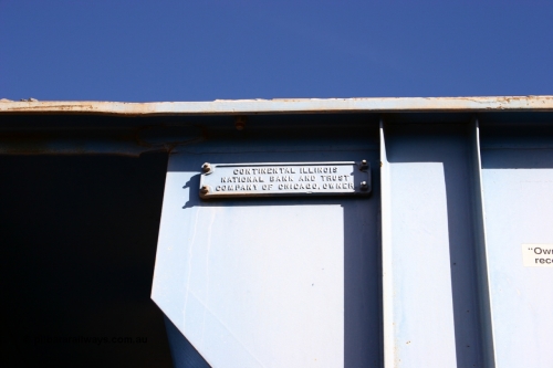 CHRY 750 050518 2124
Flash Butt yard, CFCLA hire ballast waggon CHRY type CHRY 750, shows ownership plaque.
Keywords: CHRY-type;CHRY750;CFCLA;CRDX-type;BHP-ballast-waggon;